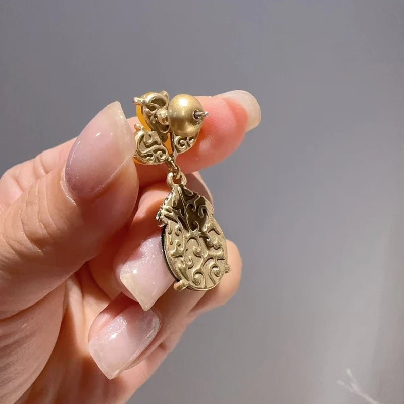 Citrine Bloom Drop Earrings - Voisson