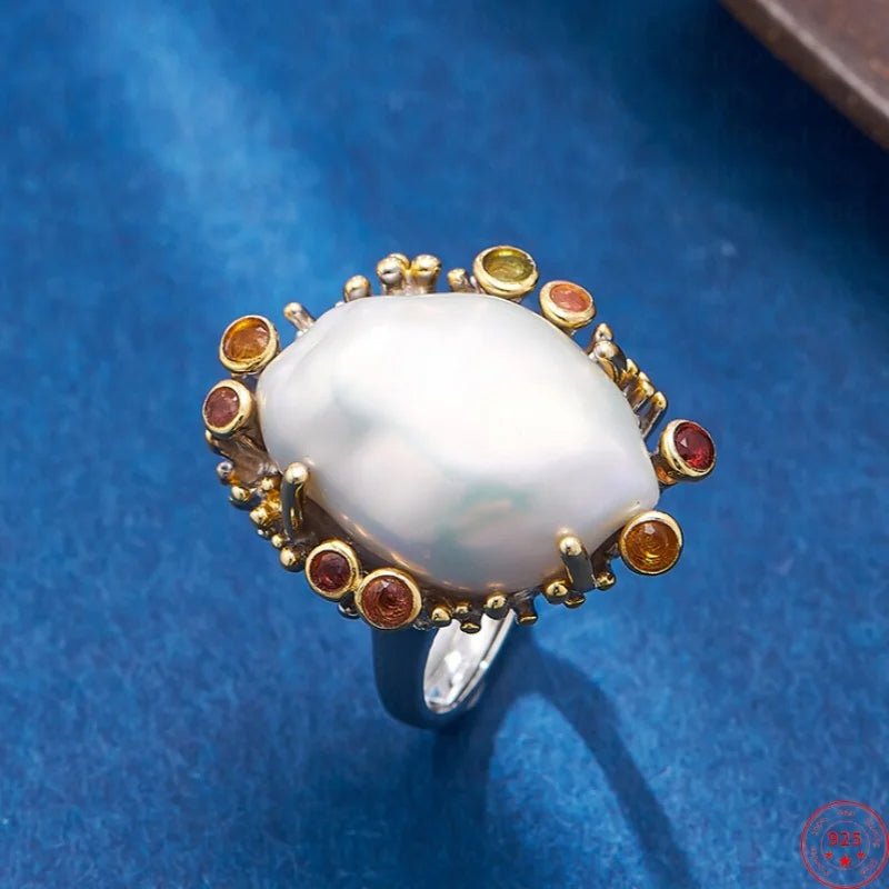 CoralPearl 925 Silver Adjustable Ring - Voisson