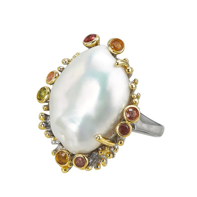 CoralPearl 925 Silver Adjustable Ring - Voisson