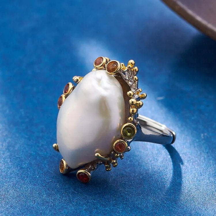 CoralPearl 925 Silver Adjustable Ring - Voisson