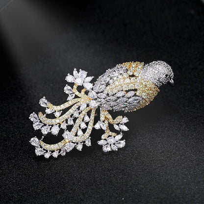 Crowned Songbird Brooch - Voisson