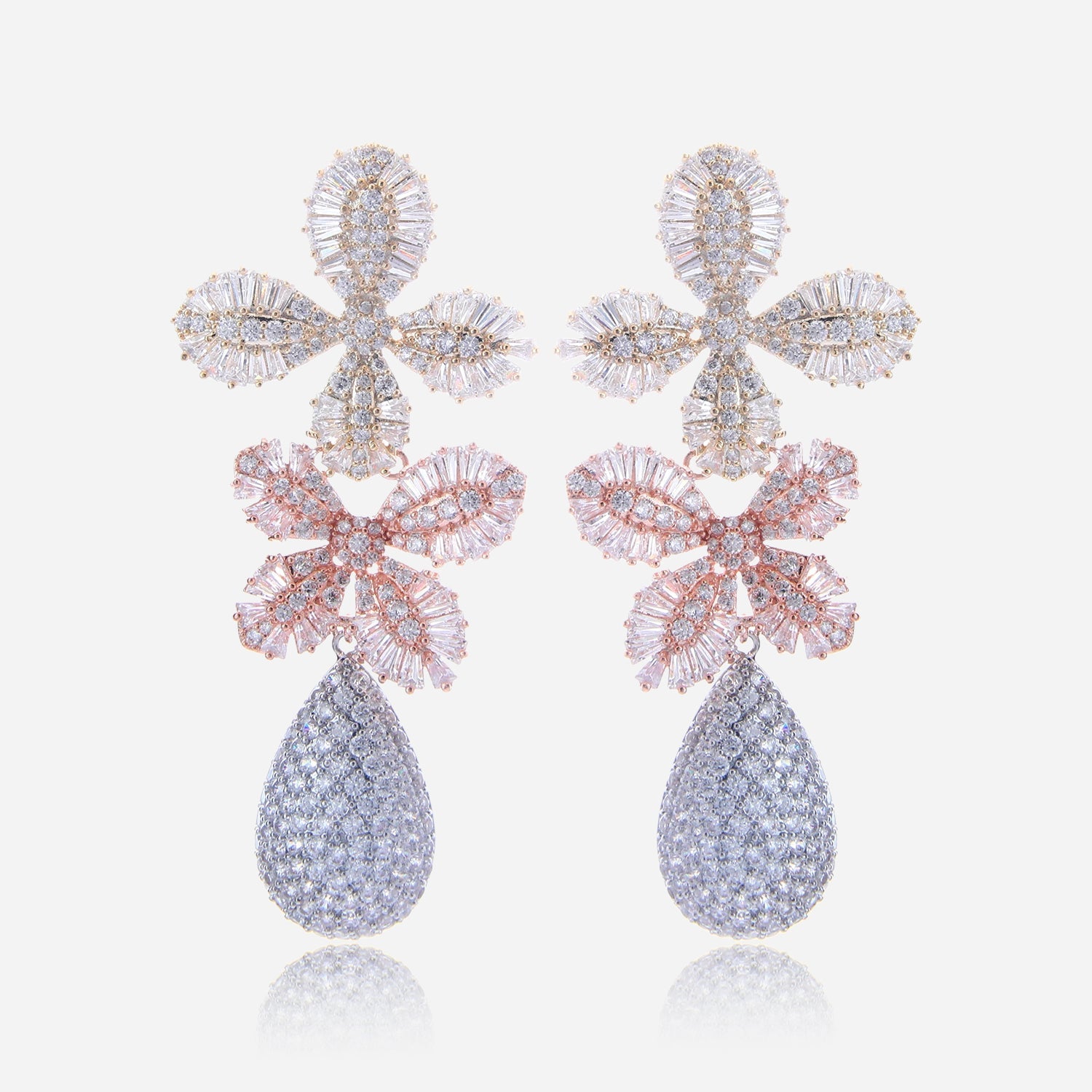 Crystal Blossom Drop Earrings - Voisson