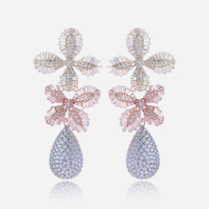 Crystal Blossom Drop Earrings - Voisson