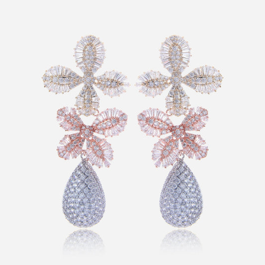 Crystal Blossom Drop Earrings - Voisson