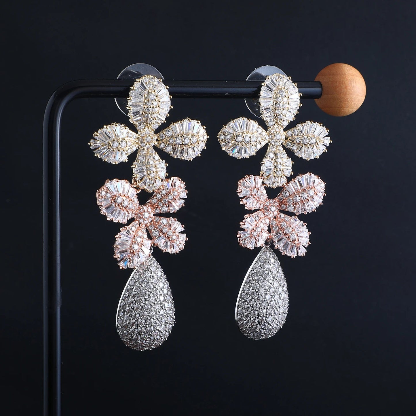 Crystal Blossom Drop Earrings - Voisson