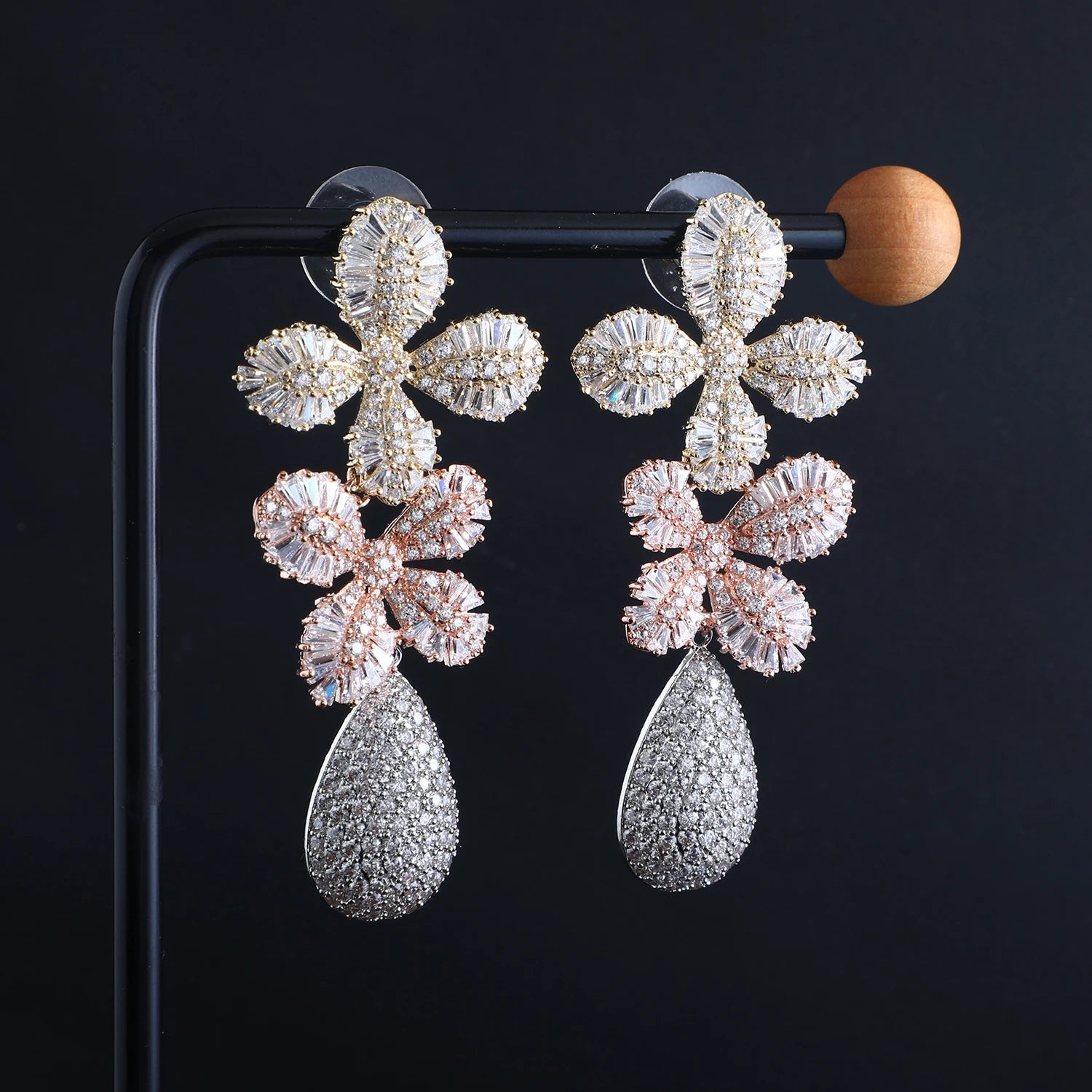 Crystal Blossom Drop Earrings - Voisson