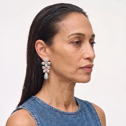 Crystal Blossom Drop Earrings - Voisson