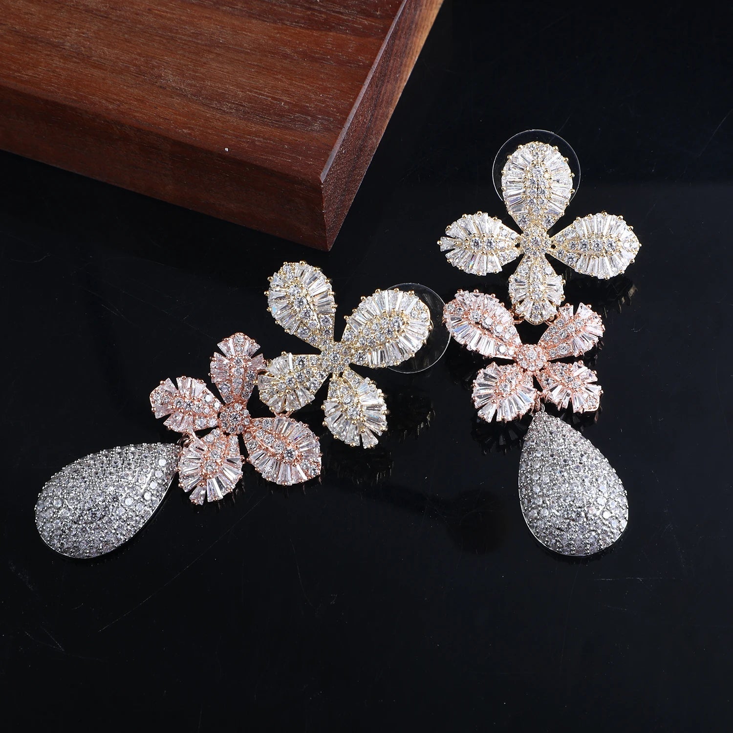Crystal Blossom Drop Earrings - Voisson