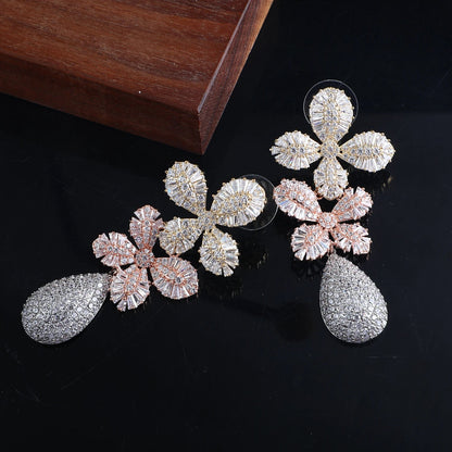 Crystal Blossom Drop Earrings - Voisson