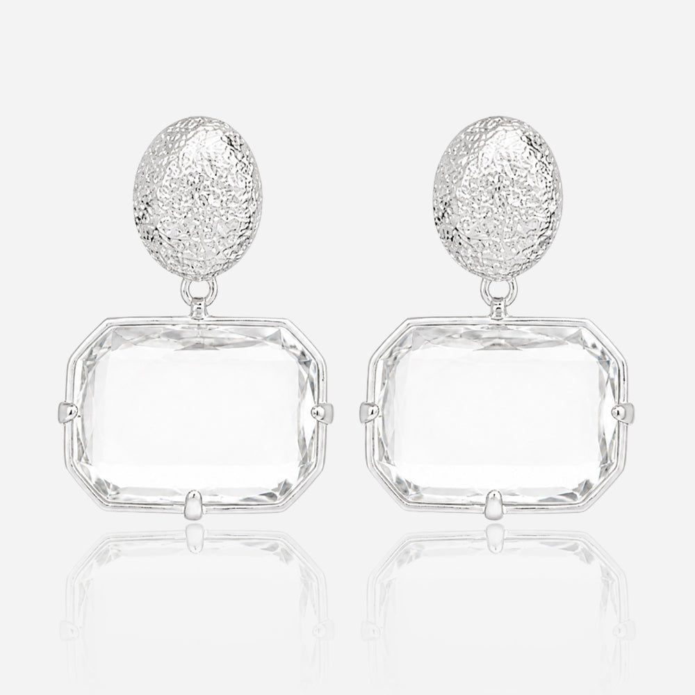 Crystal Frame Drop Earrings - Voisson