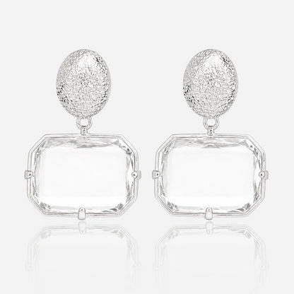 Crystal Frame Drop Earrings - Voisson