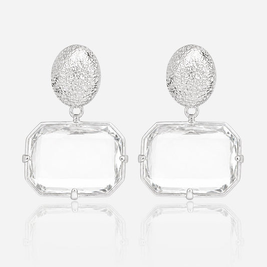 Crystal Frame Drop Earrings - Voisson