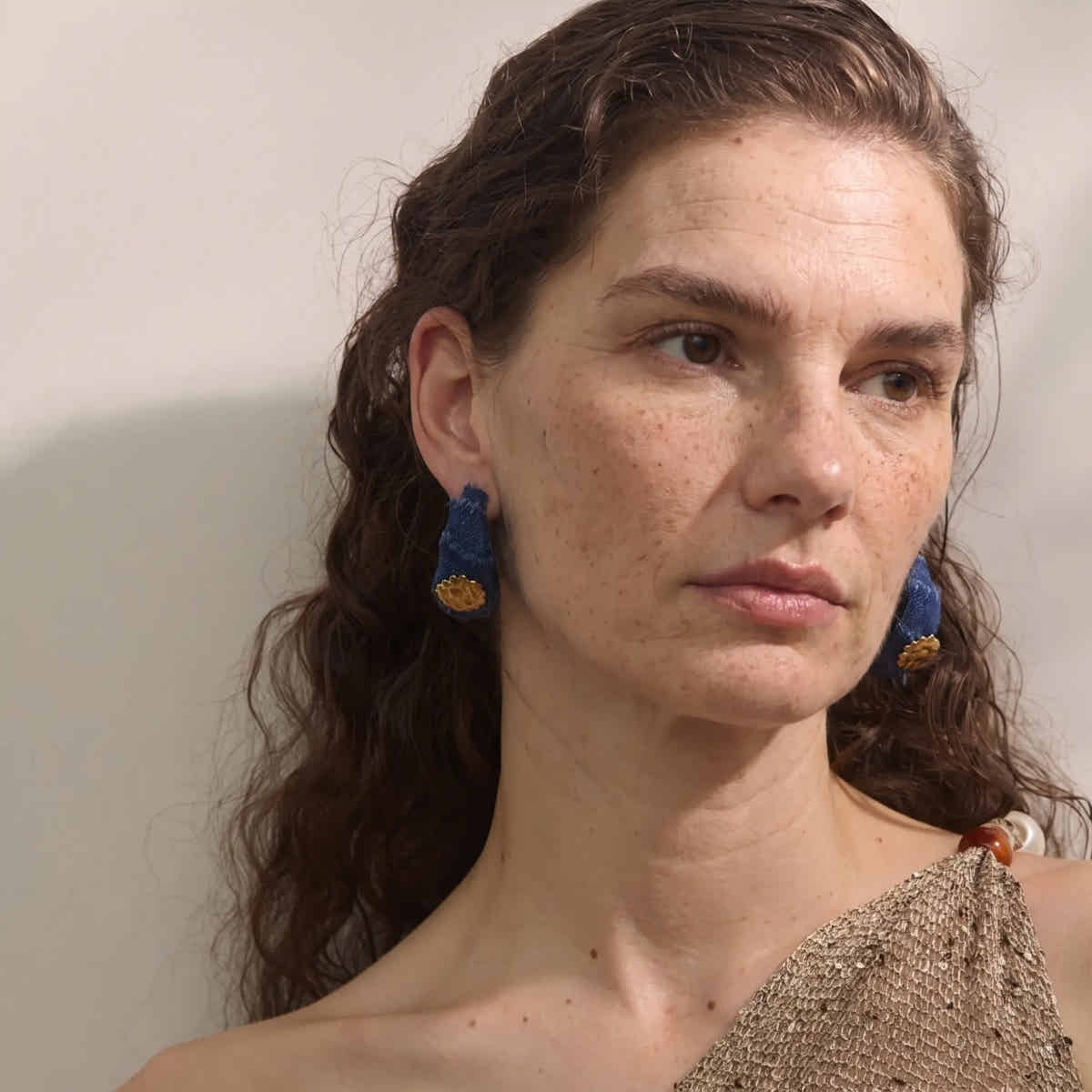Denim Bloom Hoop Earrings - Voisson