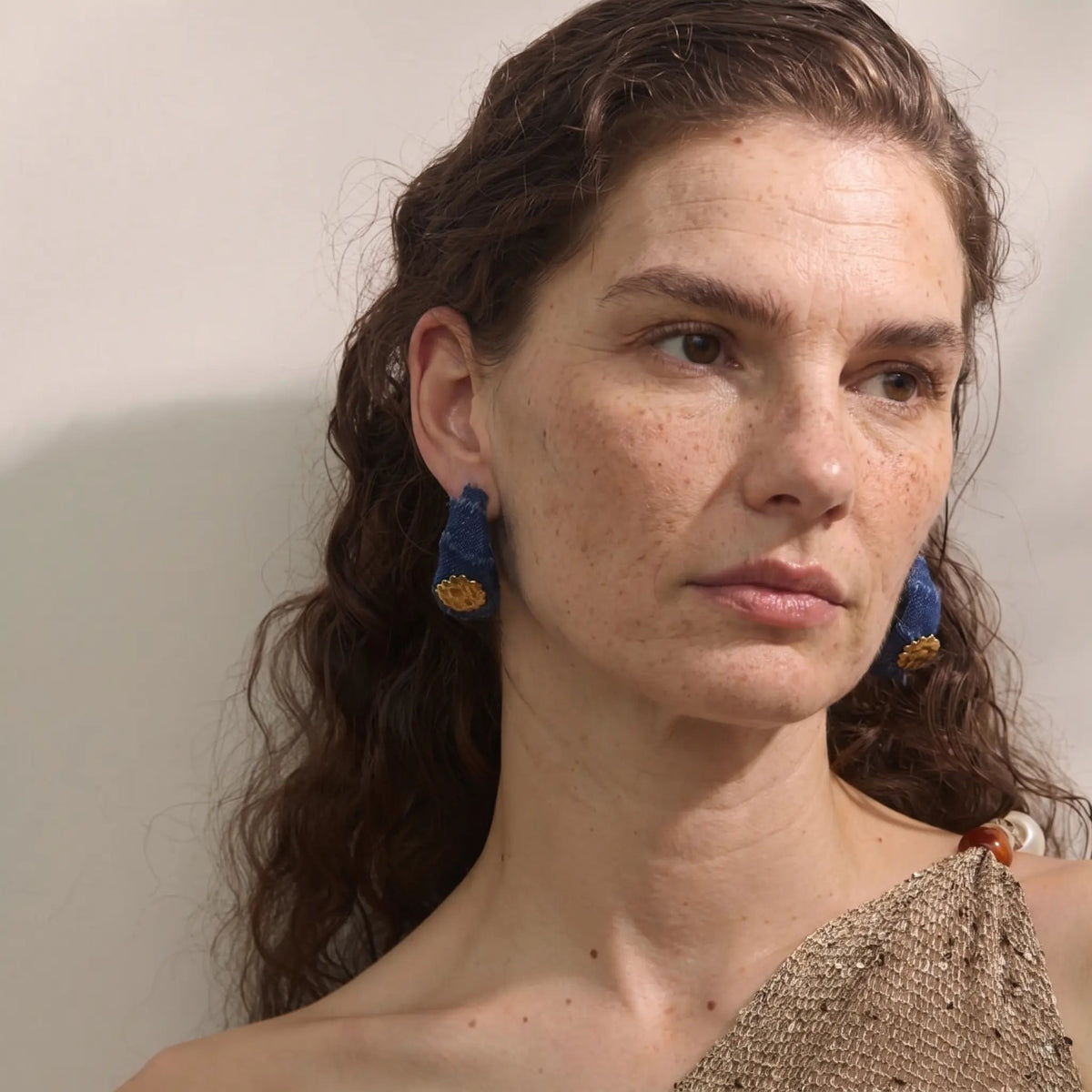 Denim Bloom Hoop Earrings - Voisson