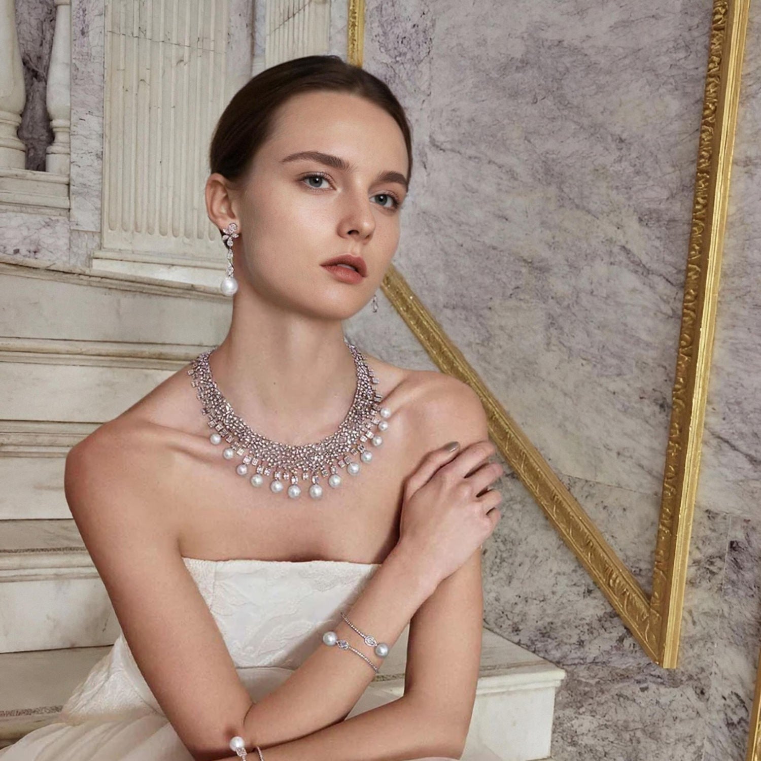 Diamond Mist Pearl Necklace - Voisson