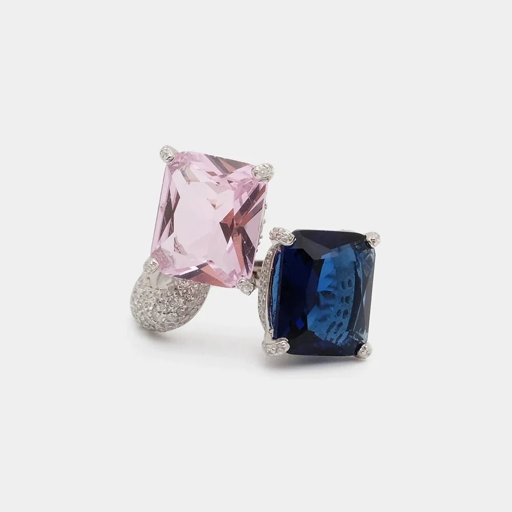 DuoEssence 925 Silver Zircon Diamond Open Ring - Voisson
