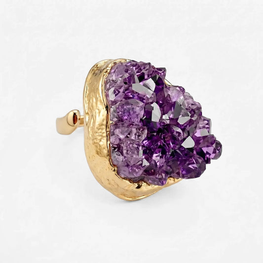 Elemental Allure Natural Amethyst Adjustable Ring - Voisson