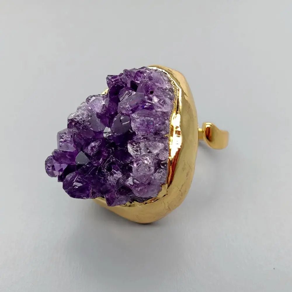 Elemental Allure Natural Amethyst Adjustable Ring - Voisson