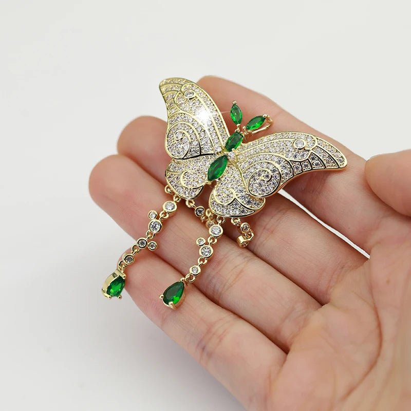 Emerald Butterfly Brooch - Voisson