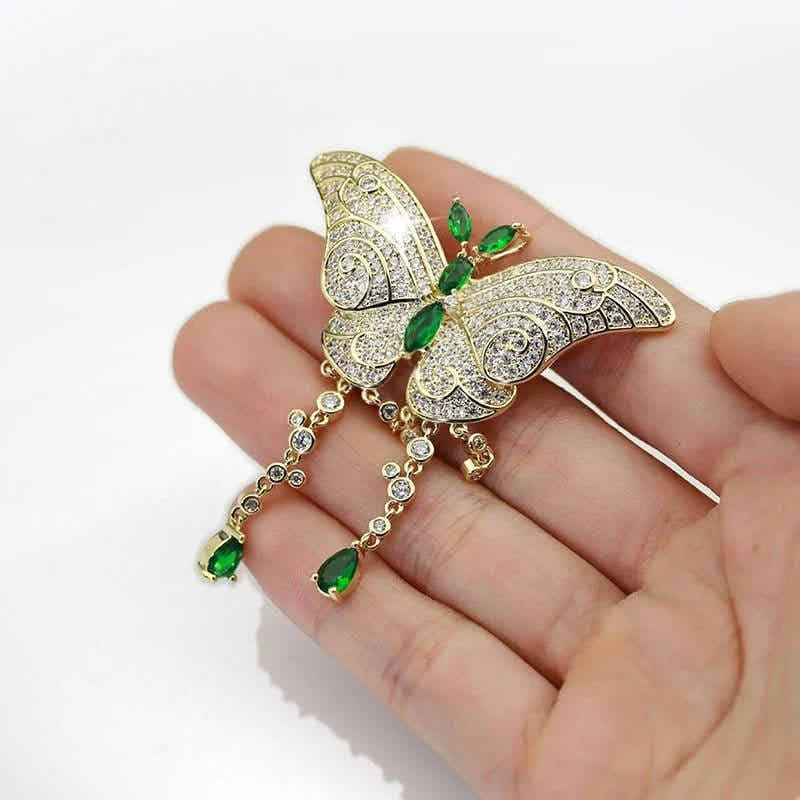 Emerald Butterfly Brooch - Voisson