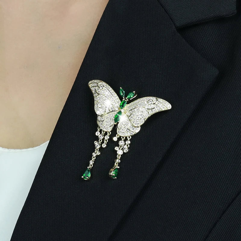 Emerald Butterfly Brooch - Voisson