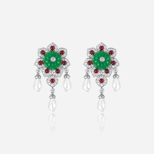 Emerald Carnival Pearl Earrings - Voisson