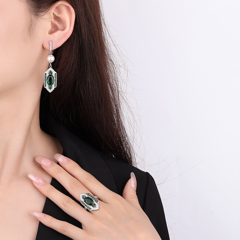 Emerald Heirloom Statement Earrings - Voisson