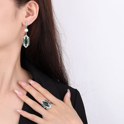 Emerald Heirloom Statement Earrings - Voisson
