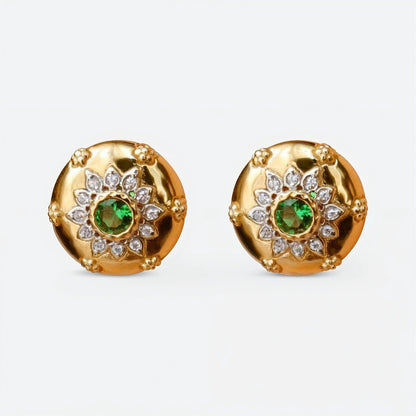 Emerald Sunburst Stud Earrings - Voisson