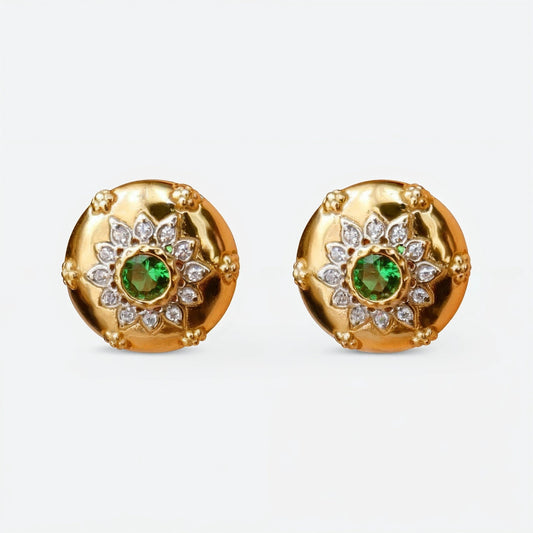 Emerald Sunburst Stud Earrings - Voisson
