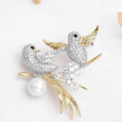 Enchanted Lovebirds Brooch - Voisson