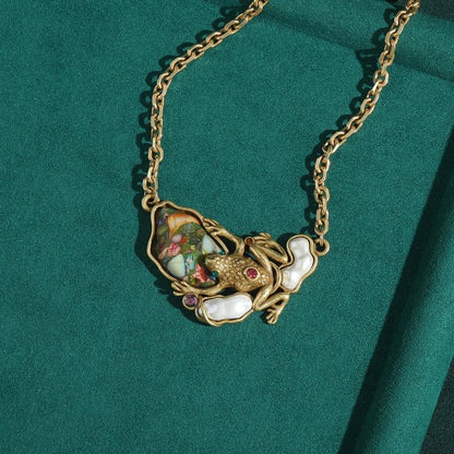 Garden Muse Frog Pendant Necklace - Voisson