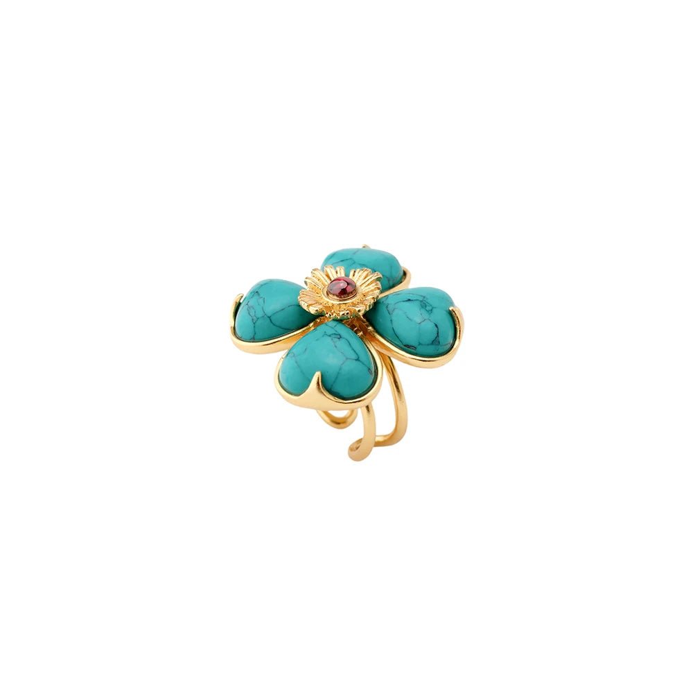 GardenGrace Natural Stone Vintage Open Ring - Voisson