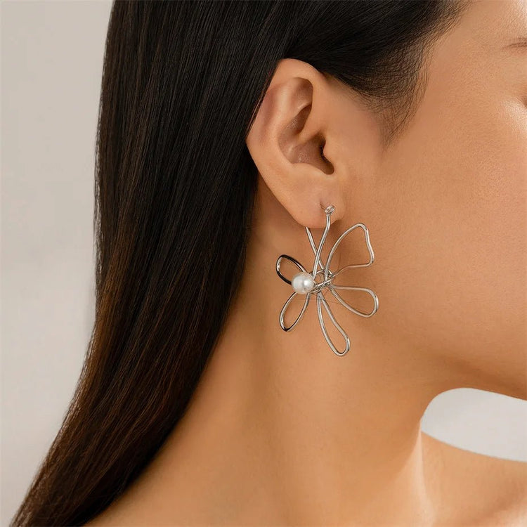 GardeniaGlimmer Flower Drop Earrings - Voisson