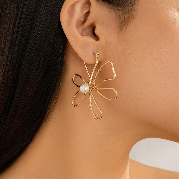 GardeniaGlimmer Flower Drop Earrings - Voisson