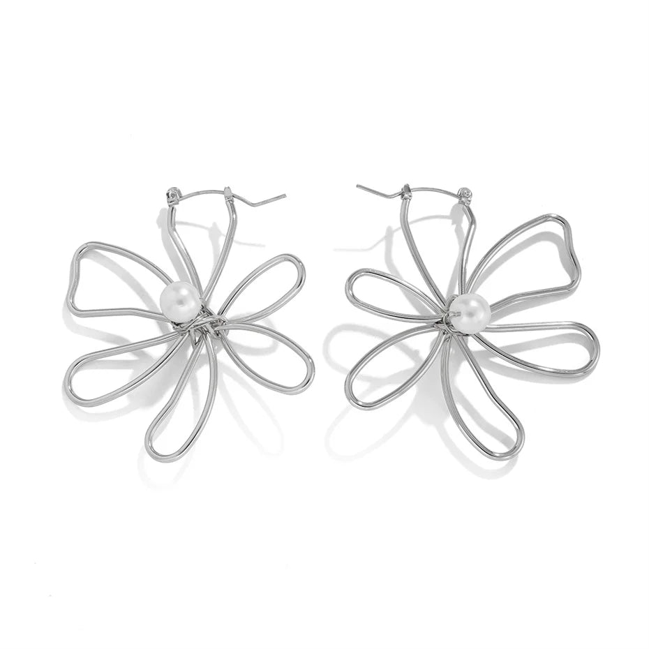 GardeniaGlimmer Flower Drop Earrings - Voisson