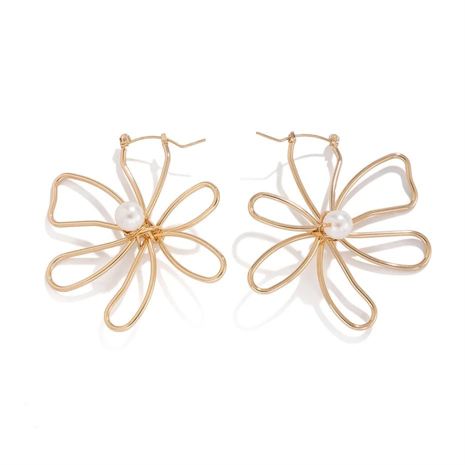 GardeniaGlimmer Flower Drop Earrings - Voisson