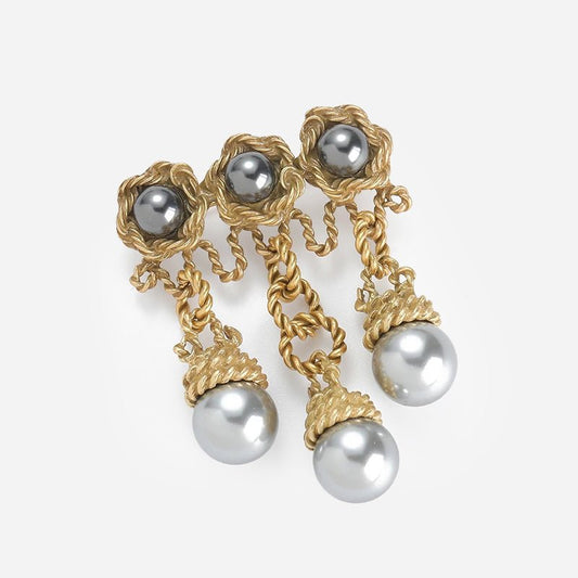 Gilded Knot Pearl Brooch - Voisson