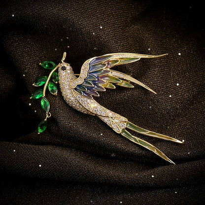Gilded Swallow Brooch - Voisson
