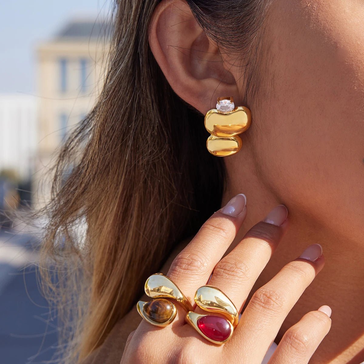 Golden Halo Stud Earrings - Voisson