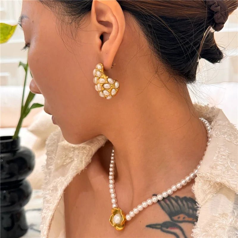 Golden Heirloom Pearl Drop Earrings - Voisson