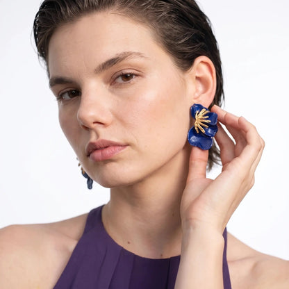 Golden Hibiscus Earrings - Voisson