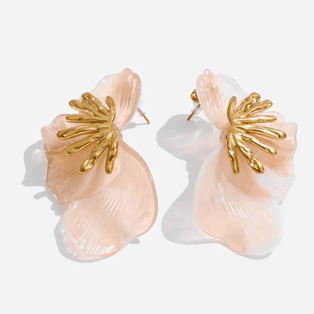 Golden Hibiscus Earrings - Voisson