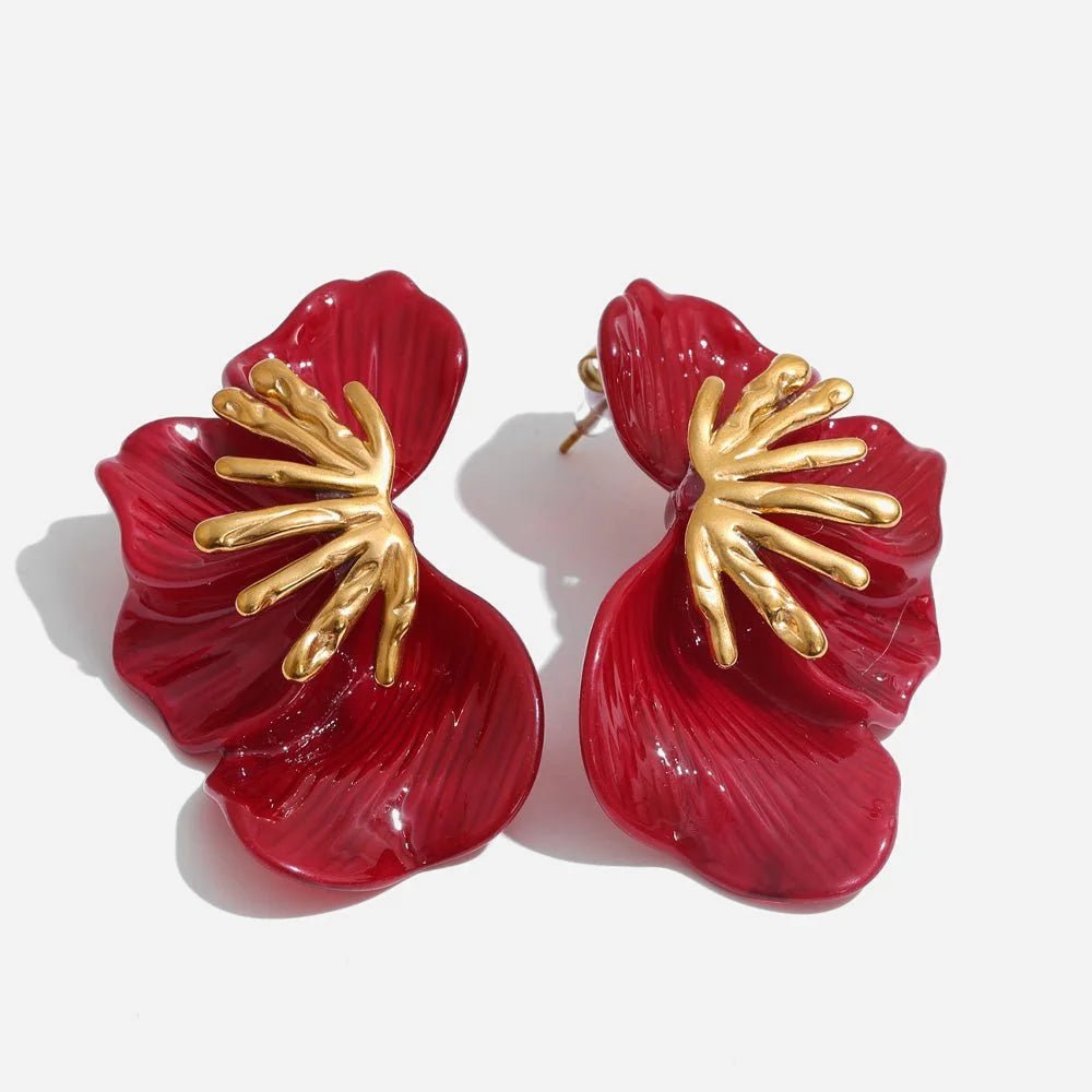Golden Hibiscus Earrings - Voisson