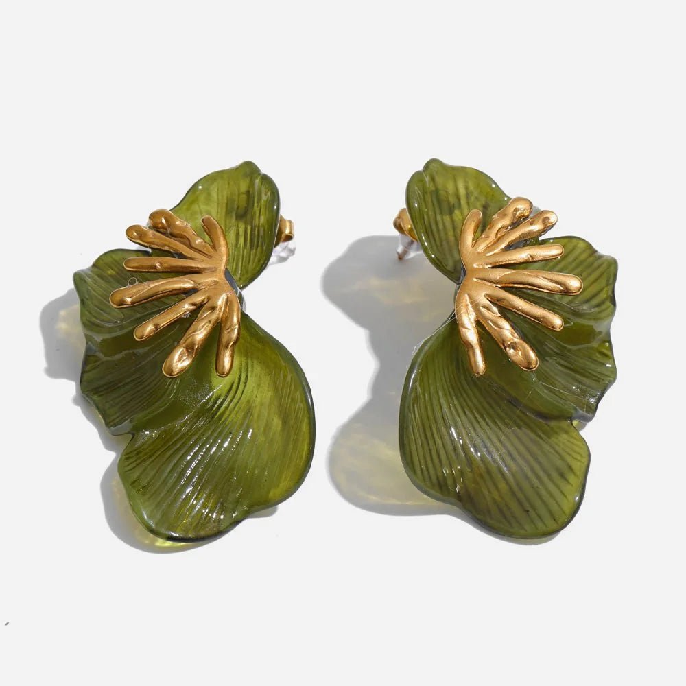 Golden Hibiscus Earrings - Voisson