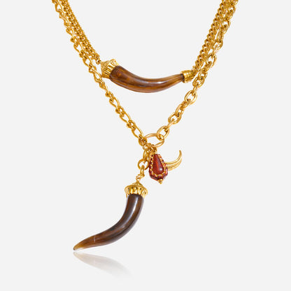 Golden Horn Layered Necklace - Voisson