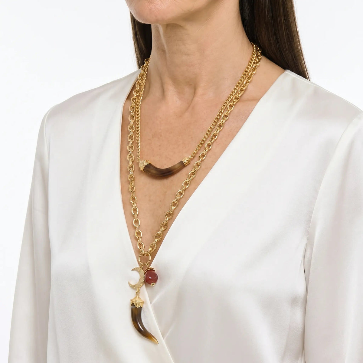 Golden Horn Layered Necklace - Voisson