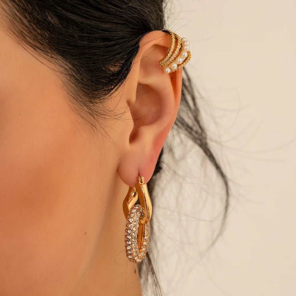 Golden Orbit Hoop Earrings - Voisson
