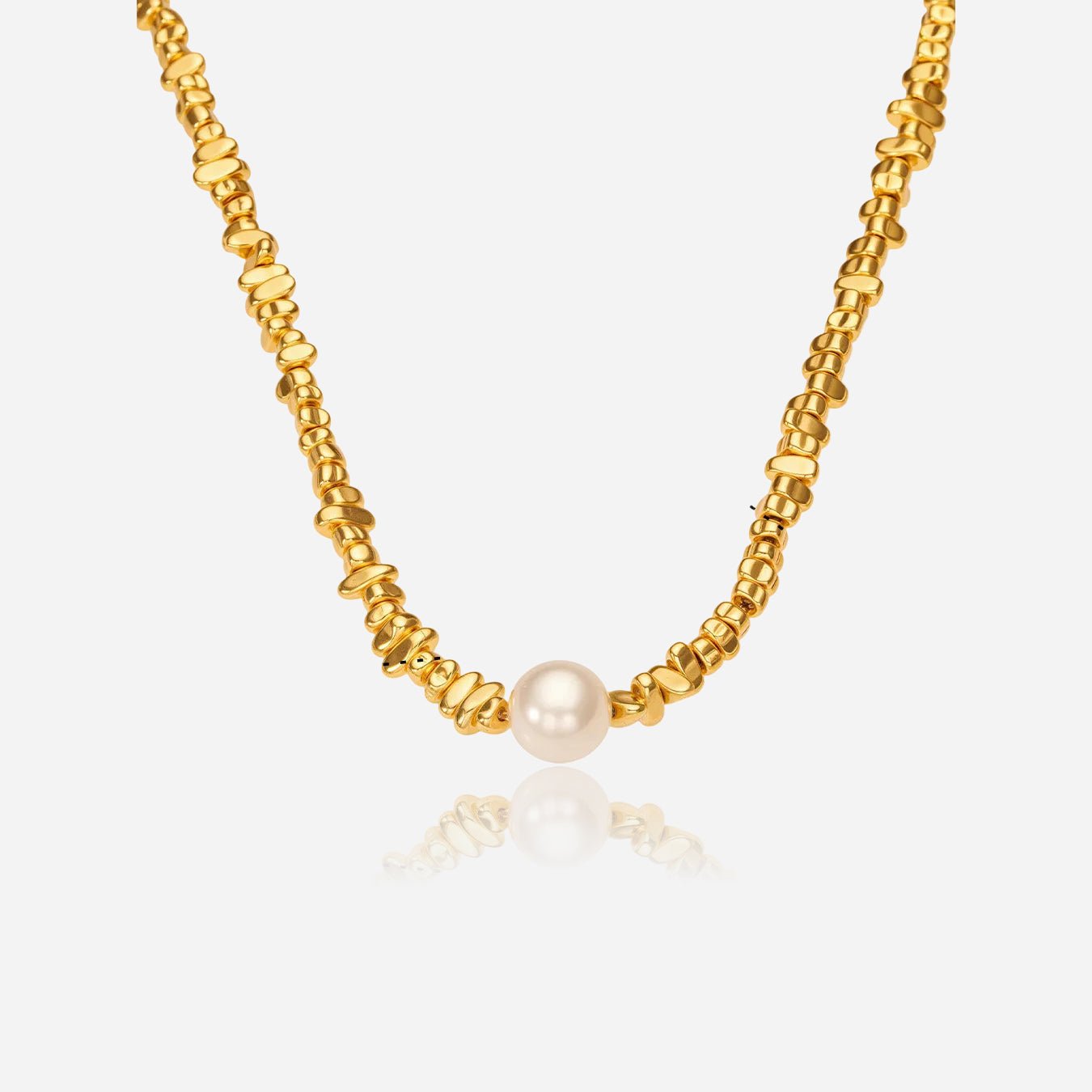 Golden Pebble Pearl Necklace - Voisson