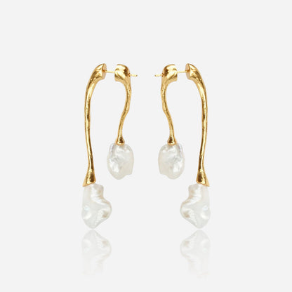 Golden Willow Pearl Earrings - Voisson